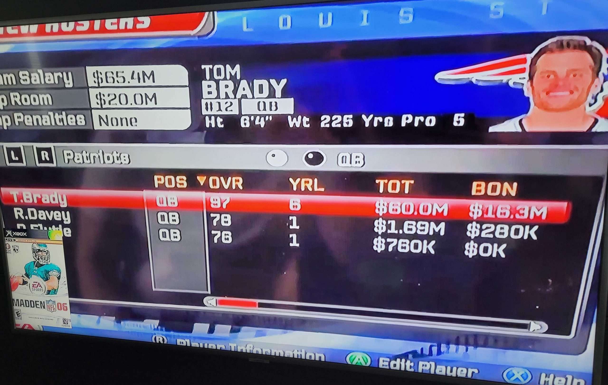 Tom Brady Madden 06 Rating Card