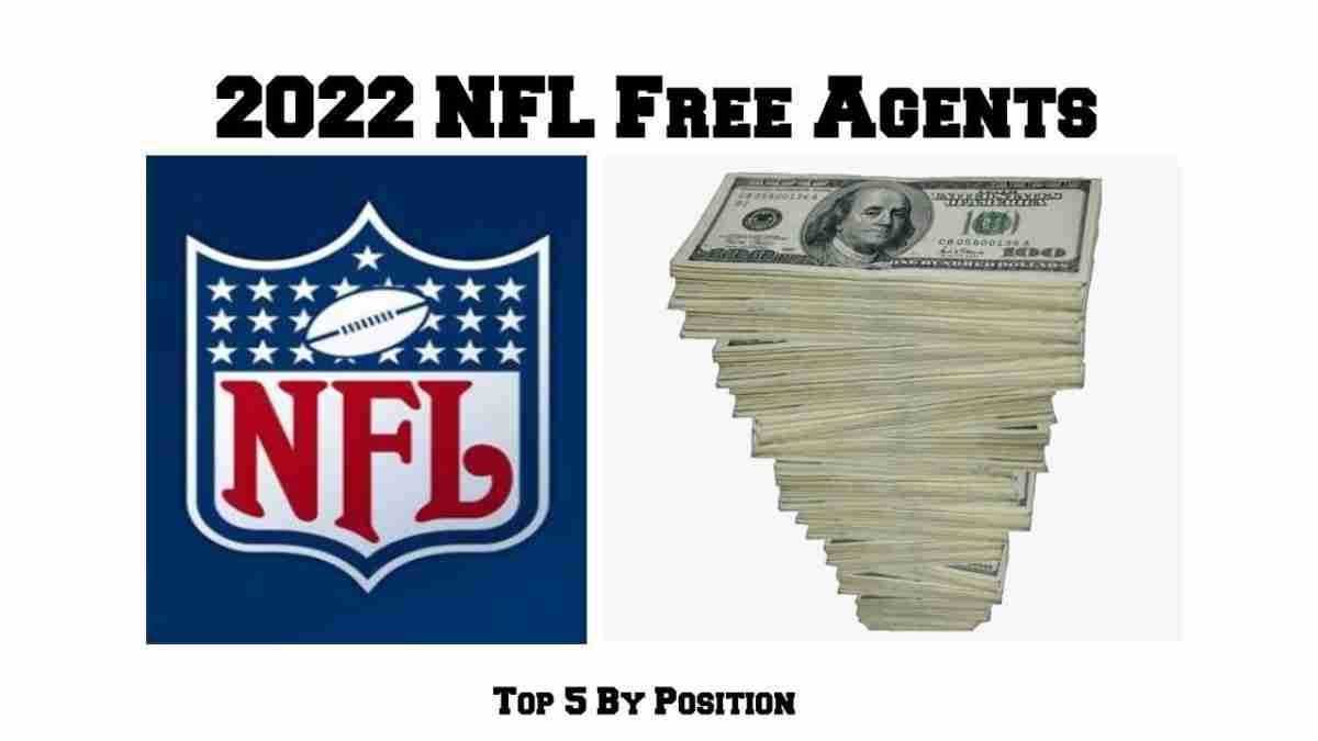 2022 NFL Free Agents Top 5 By Position List Graphic With NFL Logo And Stack Of Money