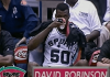 Spurs Center David Robinson Enjoying A Drink After Quadruple Double