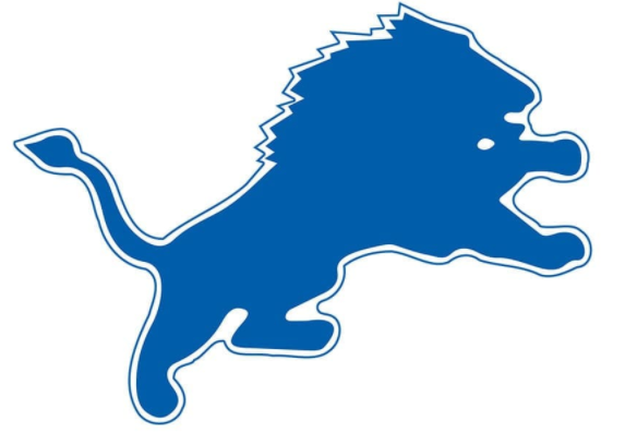 The Detroit Lions Original Logo A Blue Lion Jumping On White Background
